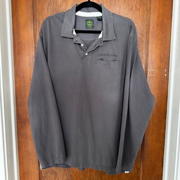 Timberland Long Sleeve Button Up Pocket Polo‎ Grey Mens XL - Picture 1 of 8
